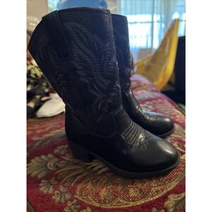Little Girls Black Western‎ Dress Boots Size 9.5 / 26 Eu Beautiful